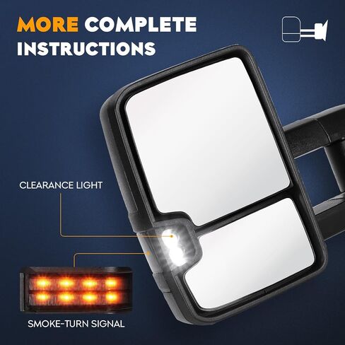 Towing Mirrors for Chevy GMC 1988-1998 C/K 1500, 88-2000 C/K 2500 3500, 1992-99 C/K 1500 2500 Suburban, 1992-00 Tahoe Yukon with Clearance Light Turn Signal Manual Folding Telescoping Pair in Saudi Arabia
