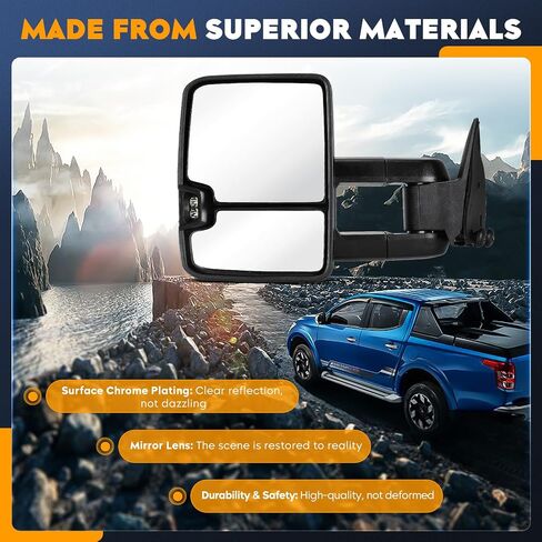 Towing Mirrors for Chevy GMC 1988-1998 C/K 1500, 88-2000 C/K 2500 3500, 1992-99 C/K 1500 2500 Suburban, 1992-00 Tahoe Yukon with Clearance Light Turn Signal Manual Folding Telescoping Pair in Saudi Arabia