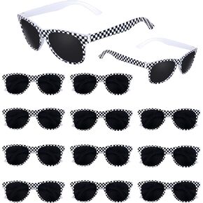 10/20 PCS Race Car Sunglasses Plastic Checkered Sunglasses Black White Checker Sunglasses for Racing Theme Party in Kuwait