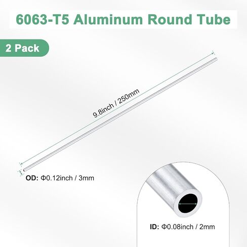 2-pack 250mm 6063 أنبوب مستدير الألومنيوم ، 20 مم معرف 23mm OD أنابيب الألومنيوم سلسة للبناء/الصياغة/صياغة DIY ، الأنابيب المستقيمة المعدنية [0.79x0.91x9.in in Saudi Arabia