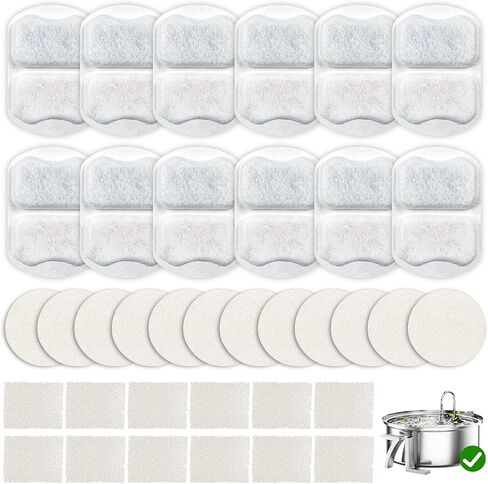 18 Sets Pet Dog Water Fountain Filter Replacement Compatible with Oneisall 7L/230oz Stainless Steel Dog Dispenser - Filtered Dog Water Bowl - Replacement Filters and Sponge in Saudi Arabia
