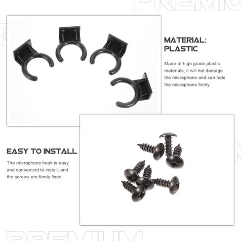 Totority Black Plastic Microphone Wall Mount Holder 4pcs 1.96 Inch Diameter, Easy Installation, Secure Screw Fixing, Ideal for Ktv, Home, Hotel, Conference Room in Saudi Arabia