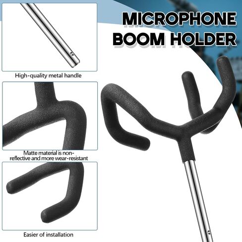 Weysat 2 PCS Metal Metal Microphone Boom Poom حامل الدعم لمواصف C و MIC ، وجبل المهد غير اللامع غير اللامع للميكروفون والمعدات الصوتية ، رأس قبضة ، طلاء مطاطي ، أسود in Kuwait