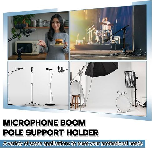 Weysat 2 PCS Metal Metal Microphone Boom Poom حامل الدعم لمواصف C و MIC ، وجبل المهد غير اللامع غير اللامع للميكروفون والمعدات الصوتية ، رأس قبضة ، طلاء مطاطي ، أسود in Kuwait