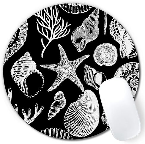 Beach Mouse Pad, Beachy Coastal Shell Starfish Mousepad Mouse Mat with Non-Slip Rubber Base for Home Office Desk Accessories, Gifts for Beach Lovers Nature Lovers, 7.9x7.9 Inch in Saudi Arabia