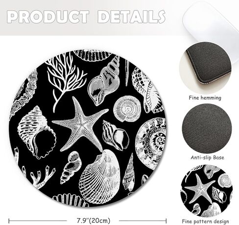 Beach Mouse Pad, Beachy Coastal Shell Starfish Mousepad Mouse Mat with Non-Slip Rubber Base for Home Office Desk Accessories, Gifts for Beach Lovers Nature Lovers, 7.9x7.9 Inch in Saudi Arabia