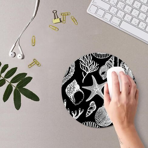 Beach Mouse Pad, Beachy Coastal Shell Starfish Mousepad Mouse Mat with Non-Slip Rubber Base for Home Office Desk Accessories, Gifts for Beach Lovers Nature Lovers, 7.9x7.9 Inch in Saudi Arabia