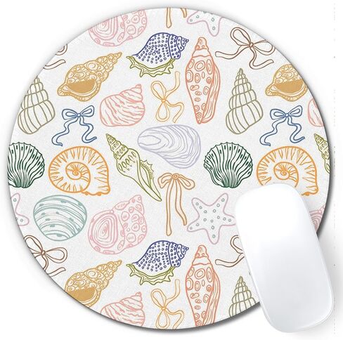 Beach Mouse Pad, Beachy Coastal Shell Starfish Mousepad Mouse Mat with Non-Slip Rubber Base for Home Office Desk Accessories, Gifts for Beach Lovers Nature Lovers, 7.9x7.9 Inch in Saudi Arabia