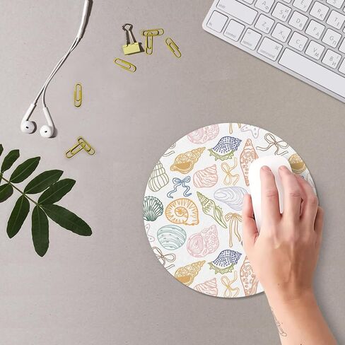 Beach Mouse Pad, Beachy Coastal Shell Starfish Mousepad Mouse Mat with Non-Slip Rubber Base for Home Office Desk Accessories, Gifts for Beach Lovers Nature Lovers, 7.9x7.9 Inch in Saudi Arabia