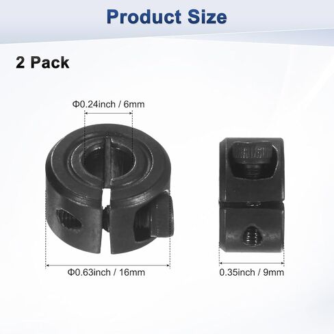 2-Pack Single Split Shaft Collar 22mm Bore 45 Steel Clamp-On Shaft Collars 42mm OD, 15mm Thickness with M4 Set Screw for Stoppers/Machinery [Black] in Saudi Arabia