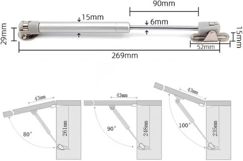 2pcs Kitchen Cupboard Hinge Gas Spring Strut,Close Hinges 20N 30N 40N 50N 60N- 120N 150N 200N(20N) in Saudi Arabia