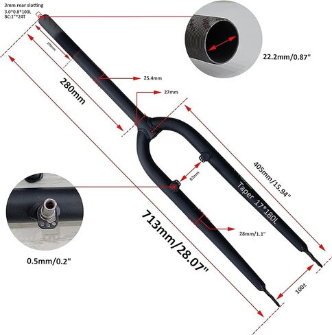 CDHPOWER 29 inch Bicycle 1 inch Threaded Fork 700C Fixed Bicycle MTB Road Cruiser Bike Fork-Caliper Brake in Saudi Arabia