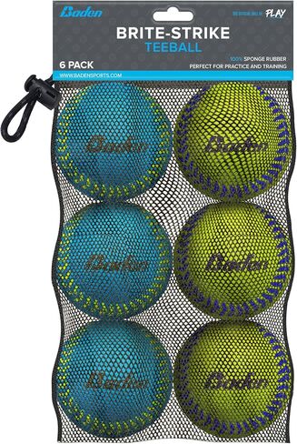 Baden Brite Strike Soft Sponge Rubber Baseballs - مثالي لممارسة شباب المبتدئين ، التدريب والمرح في الهواء الطلق - 2 أو 4 أو 6 عبوات in Saudi Arabia