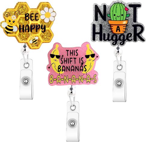 3pcs مضحك شارة لطيفة بكرة حامل ممرضة قابلة للسحب مع مقطع التمساح مقطع بريق معرف الشارات بيد بوددي ممرضة الوردي دكتور المساعدين الملحقات الملحق in Kuwait