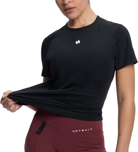 HOTSUIT Sauna Shirt for Women Sweat Vest Sauna Suit Body Shaper Top Short Sleeve for Gym Exercise in Kuwait