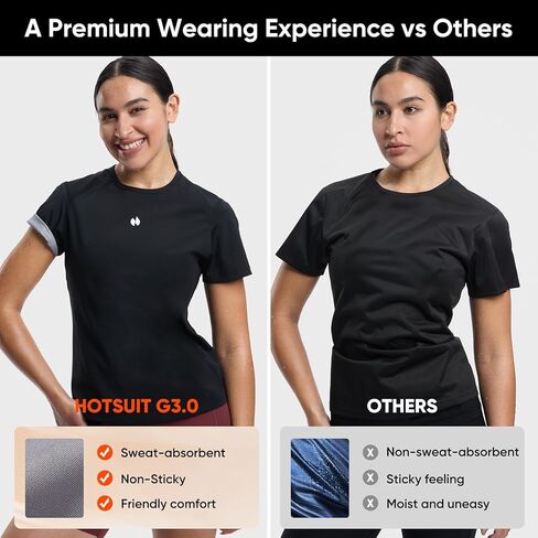 HOTSUIT Sauna Shirt for Women Sweat Vest Sauna Suit Body Shaper Top Short Sleeve for Gym Exercise in Kuwait