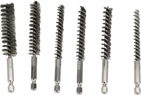 Yosoo 6PCS Bore Brush Twisted Wire Brush with Hex Shank for Power Drill Impact Driver 8mm 10 mm 12mm 15mm 17mm 19mm Stainless Steel Bore Brush Set in Saudi Arabia
