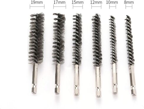 Yosoo 6PCS Bore Brush Twisted Wire Brush with Hex Shank for Power Drill Impact Driver 8mm 10 mm 12mm 15mm 17mm 19mm Stainless Steel Bore Brush Set in Saudi Arabia