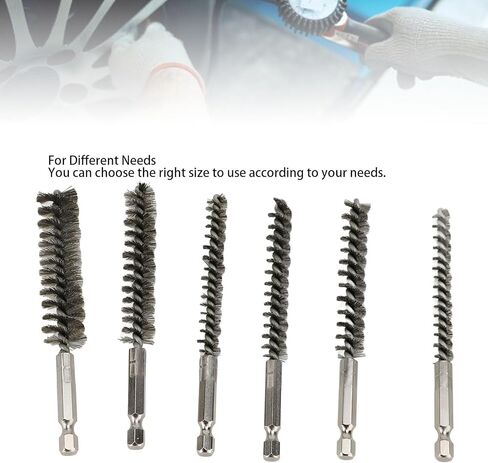 Yosoo 6PCS Bore Brush Twisted Wire Brush with Hex Shank for Power Drill Impact Driver 8mm 10 mm 12mm 15mm 17mm 19mm Stainless Steel Bore Brush Set in Saudi Arabia