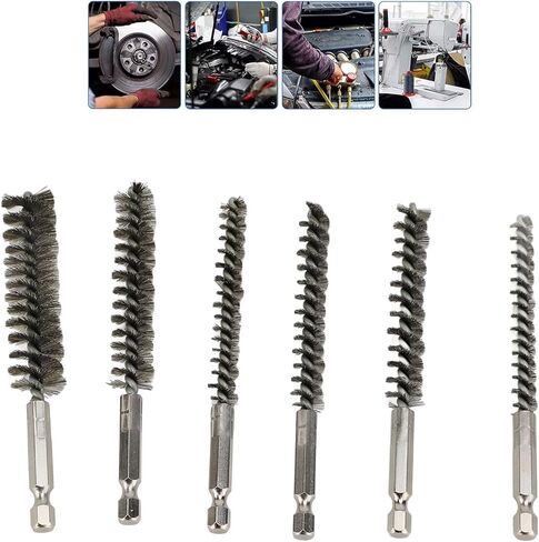 Yosoo 6PCS Bore Brush Twisted Wire Brush with Hex Shank for Power Drill Impact Driver 8mm 10 mm 12mm 15mm 17mm 19mm Stainless Steel Bore Brush Set in Saudi Arabia