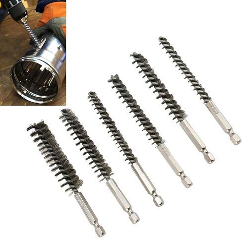 Yosoo 6PCS Bore Brush Twisted Wire Brush with Hex Shank for Power Drill Impact Driver 8mm 10 mm 12mm 15mm 17mm 19mm Stainless Steel Bore Brush Set in Saudi Arabia