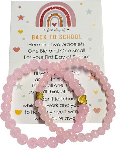 Back to School Bracelets Heart Matching Mommy and Me Elastic Wish Strings Bead Bracelets First Day of School Supplies Gifts in Kuwait