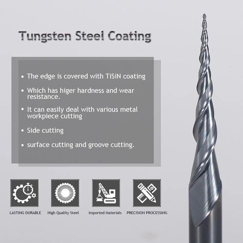 3.175/4/6/8mm Shank Ball Nose Taper End Mill Solid Carbide CNC Router Bits Taper Milling Tools 2 Flute Milling Cutter(4.0xR0.75x15x50L) in Saudi Arabia