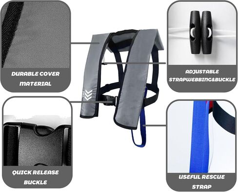 Manual Inflatable Life Jacket|Life Vest for Adults|PFD Low Profile|Supports up to 330 lbs(YSH700) in Saudi Arabia