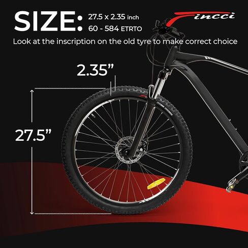 Fincci 27.5 x 2.35 Inch Foldable Mountain Bike Tire with Schrader Inner Tube – 60-584 – 60 TPI – 1mm Nylon Anti-Puncture Protection – MTB, Enduro & Hybrid Bicycle Tires – Pack of 2 in Saudi Arabia
