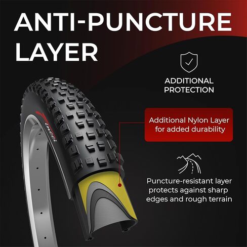 Fincci 27.5 x 2.35 Inch Foldable Mountain Bike Tire with Schrader Inner Tube – 60-584 – 60 TPI – 1mm Nylon Anti-Puncture Protection – MTB, Enduro & Hybrid Bicycle Tires – Pack of 2 in Saudi Arabia