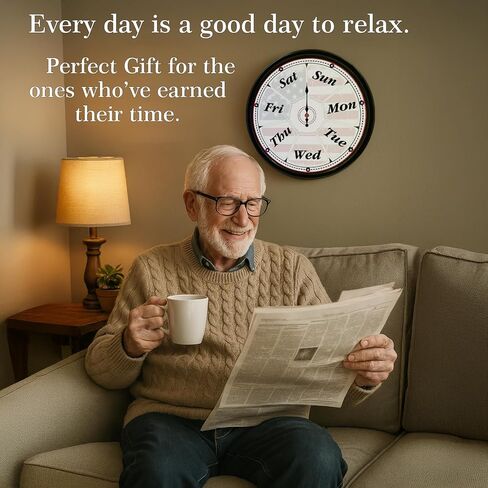 Gifts for Grandma, Day of The Week Clock, Unique Retirement Gifts, Wall Clock for Seniors Grandparents Funny Living Room Decor in Kuwait