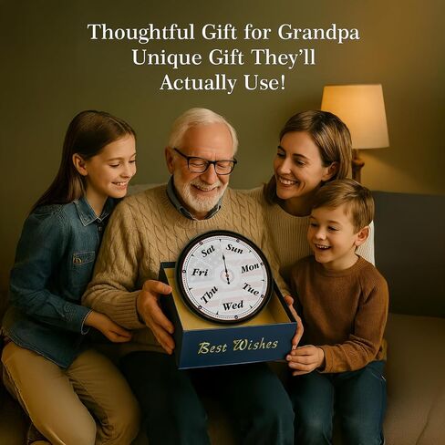 Gifts for Grandma, Day of The Week Clock, Unique Retirement Gifts, Wall Clock for Seniors Grandparents Funny Living Room Decor in Kuwait