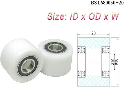 5pcs BST62630-30 POM Double Bearing Rollers Polyoxymethylene Guide Wheel Plastic Bearing Pulley(6x30x30mm) in Saudi Arabia