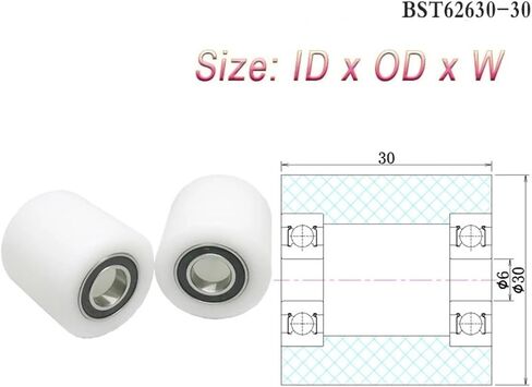 5pcs BST62630-30 POM Double Bearing Rollers Polyoxymethylene Guide Wheel Plastic Bearing Pulley(6x30x30mm) in Saudi Arabia