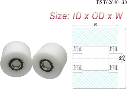 5pcs BST62630-30 POM Double Bearing Rollers Polyoxymethylene Guide Wheel Plastic Bearing Pulley(6x30x30mm) in Saudi Arabia