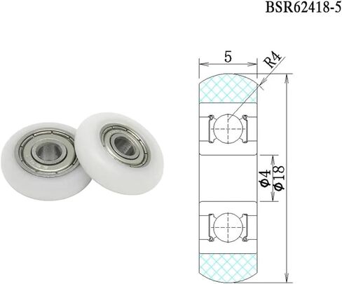 4pcs 4x18x5 POM Coated Roller BSR62418-5 Plastic Bearing Nylon Round Guide Wheels Line Wire Rope Bearing Pulleys in Saudi Arabia