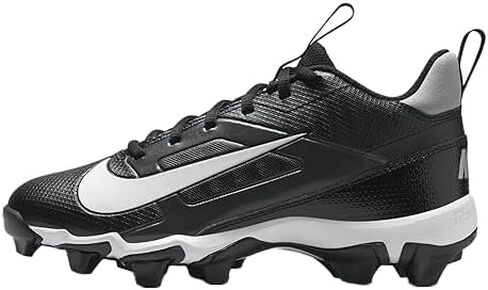 Nike Alpha Menace 4 Shark Big Kids' Football Cleats (Wide) (FQ4016-001, Black/Light Smoke Grey/Metallic Silver/White) Size 4 in Saudi Arabia