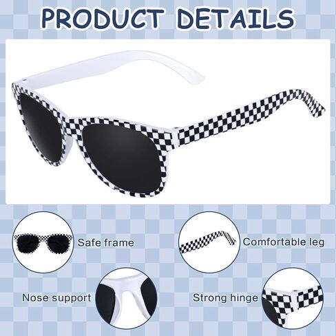 10/20 PCS Race Car Sunglasses Plastic Checkered Sunglasses Black White Checker Sunglasses for Racing Theme Party in Kuwait