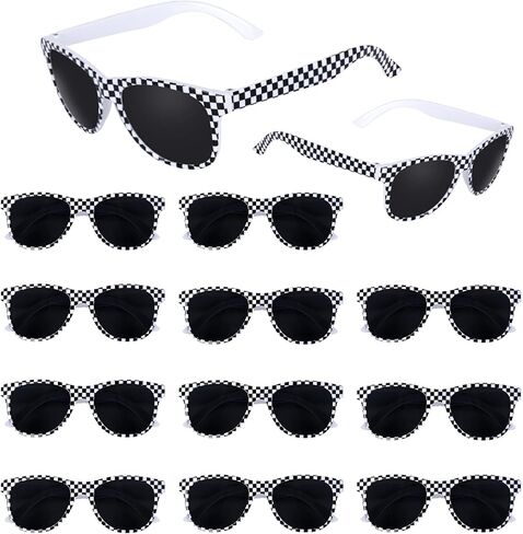 10/20 PCS Race Car Sunglasses Plastic Checkered Sunglasses Black White Checker Sunglasses for Racing Theme Party in Kuwait