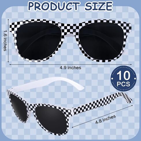 10/20 PCS Race Car Sunglasses Plastic Checkered Sunglasses Black White Checker Sunglasses for Racing Theme Party in Kuwait