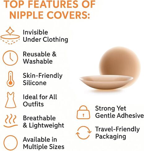 Reusable Silicone Nipple Covers for Women - Adhesive Invisible Pasties - Sticky Breast Petals for Strapless Dress in Saudi Arabia