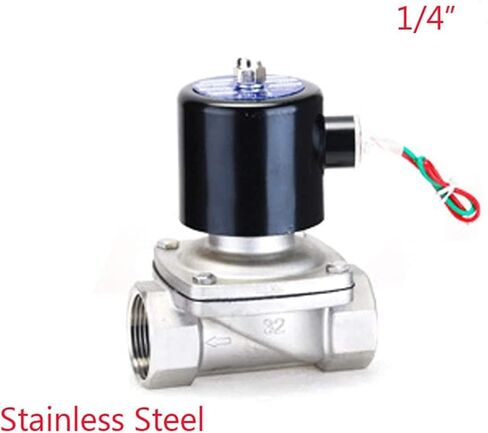 صمام الملف اللولبي الكهربائي هواء الماء N/C 2 الطريق 1/4 بوصة AC 220V 2W025-08 جسم الفولاذ المقاوم للصدأ DC12V DC24V AC110V AC220V مفيد (12V DC) in Saudi Arabia