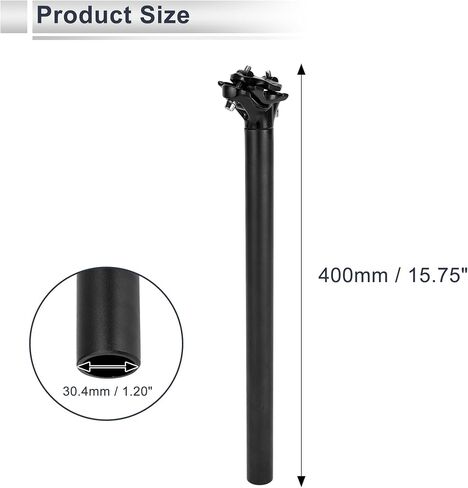 1 Pc Universal Bike Seat Posts Adjustable Angle 30.4x400mm Bike Saddle Post Seat Tube Black Aluminum Alloy in Saudi Arabia