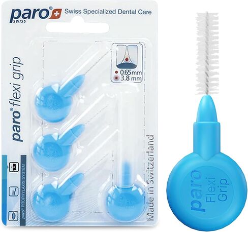 Paro Flexigrip Extra Interdental Brushes 4 PCS 1078 Pink XXXXX-Fine 0،4-2،0 مم (مطاط ناعم لقبضة غير انزلاق) in Saudi Arabia