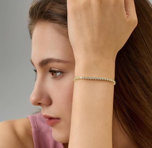 14K Gold Filled Tennis Bracelets for Women |2mm 2.5mm 3mmCubic Zirconia Bezel Gold Tennis Bracelet|Jewelry Gift for Women Valentines Mother Christmas Wedding Birthday 6.15/6.75/7.15 In in Saudi Arabia