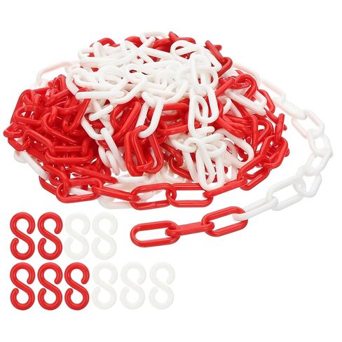 PATIKIL Plastic Chain Links, 30 Feet Safety Chains, White Plastic Chains for Barriers, Crowd Control, Queue Lines, Parking, Fences, Gate, Concerts, and Decoration in Saudi Arabia