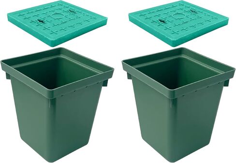 16x16x16in Underground Splice Boxes with Fiberglass Solid Cover,In Ground Pull Box Deep Enclosure Distribution Pit Electrical Junction Boxes Drillable Precast Tapered Pit for Cable Wiring in Kuwait