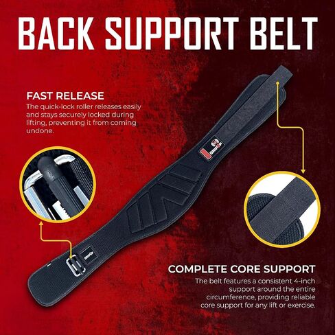 Weight lifting Belt 6 Inch Auto-Lock Curved Padded Back Lumbar Support Gym Belt for Fitness Exercise Bodybuilding Powerlifting Workouts Deadlifts Squats & Weightlifting Men Women in Saudi Arabia