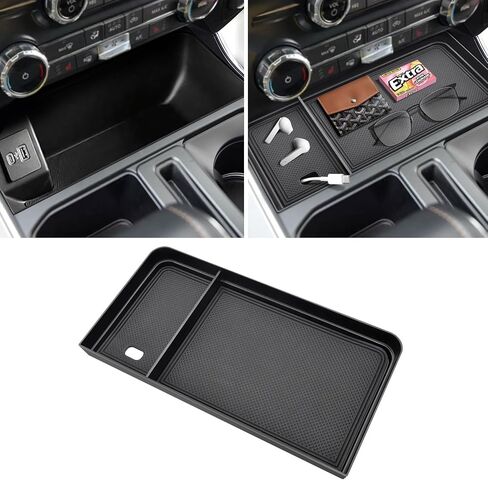 منظم وحدة التحكم المركزية لـ F150 2021-2025 / Lightning XLT 2022-2024 مع بطانات مطاطية وثقب USB ، حافظ على صينية وحدة تحكم مركزية عميقة ومنظمة مثالية لـ F150 مباشرةً في الحمل الأمامي | الترقية | الترقية | in Kuwait