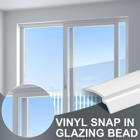 20 حزمة النافذة الزجاجية 36 "SNAP في الفينيل الزجاج الزجاج حبة الختم الختم SNAP VINYL تقليم الطقس مقاوم للاستخدام التجاري المنزلي (أبيض) in Kuwait